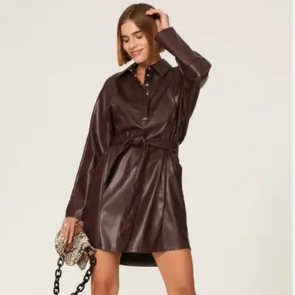 Marissa Webb Dark Brown Leather Mini Dress